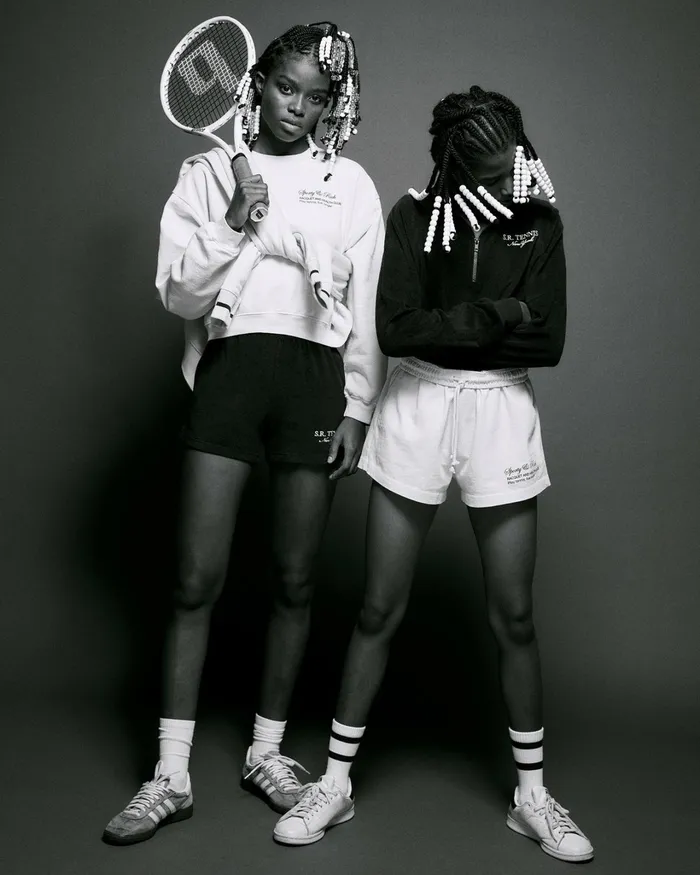 Sweatshirts Women Sporty and Rich SR Tennis Terry Quarter Zip 8211 NavyWhite
