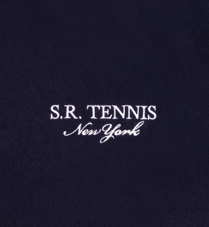 Sweatshirts Women Sporty and Rich SR Tennis Terry Quarter Zip 8211 NavyWhite