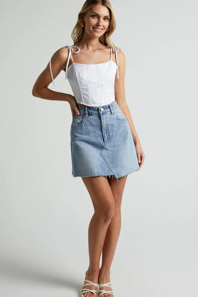 Sweet Disguise Top 8211 Shoulder Tie Corset Top In White Women Showpo Curve Clothes
