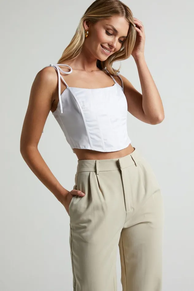 Sweet Disguise Top 8211 Shoulder Tie Corset Top In White Women Showpo Curve Clothes