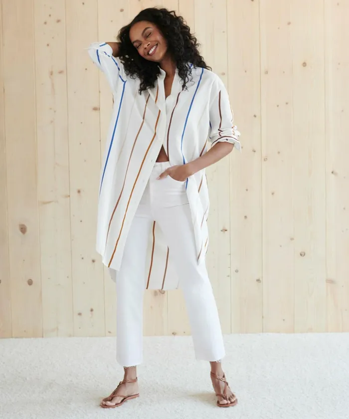 Swim and Beach Women Jenni Kayne Shirt Dress Multi Stripe