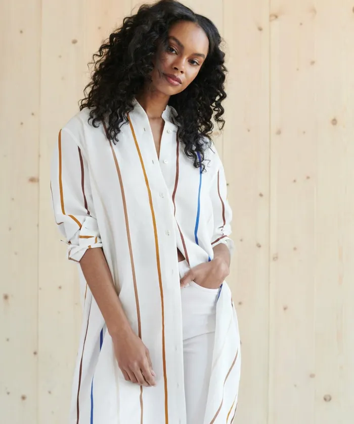 Swim and Beach Women Jenni Kayne Shirt Dress Multi Stripe