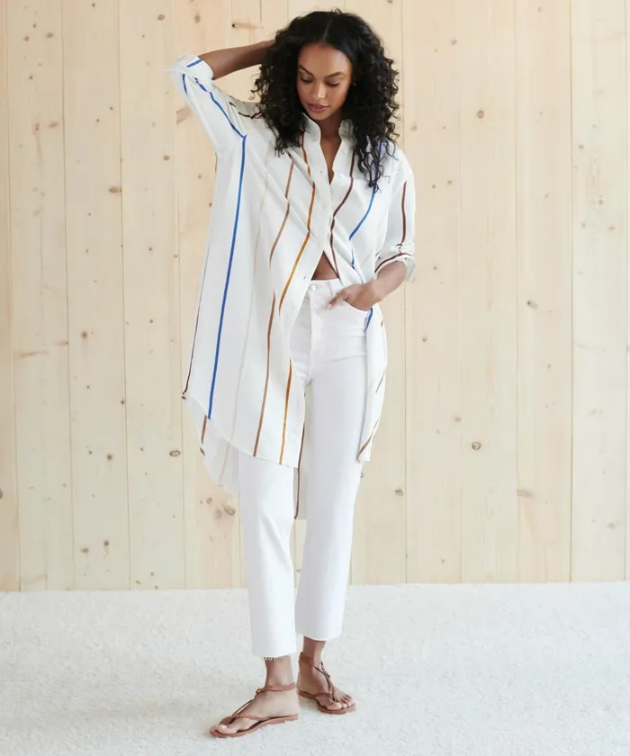 Swim and Beach Women Jenni Kayne Shirt Dress Multi Stripe