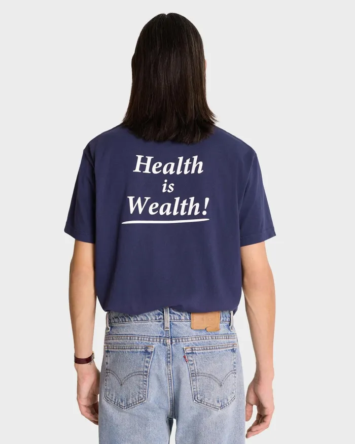 TShirts and Tops Women Sporty and Rich Health Is Wealth TShirt 8211 NavyWhite