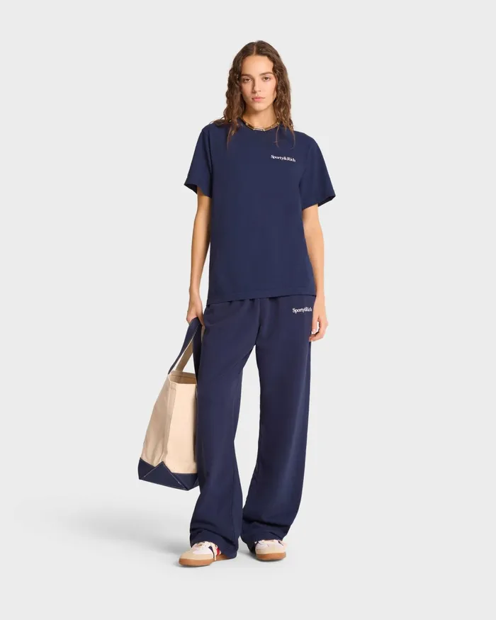 TShirts and Tops Women Sporty and Rich Health Is Wealth TShirt 8211 NavyWhite