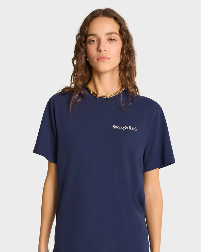TShirts and Tops Women Sporty and Rich Health Is Wealth TShirt 8211 NavyWhite