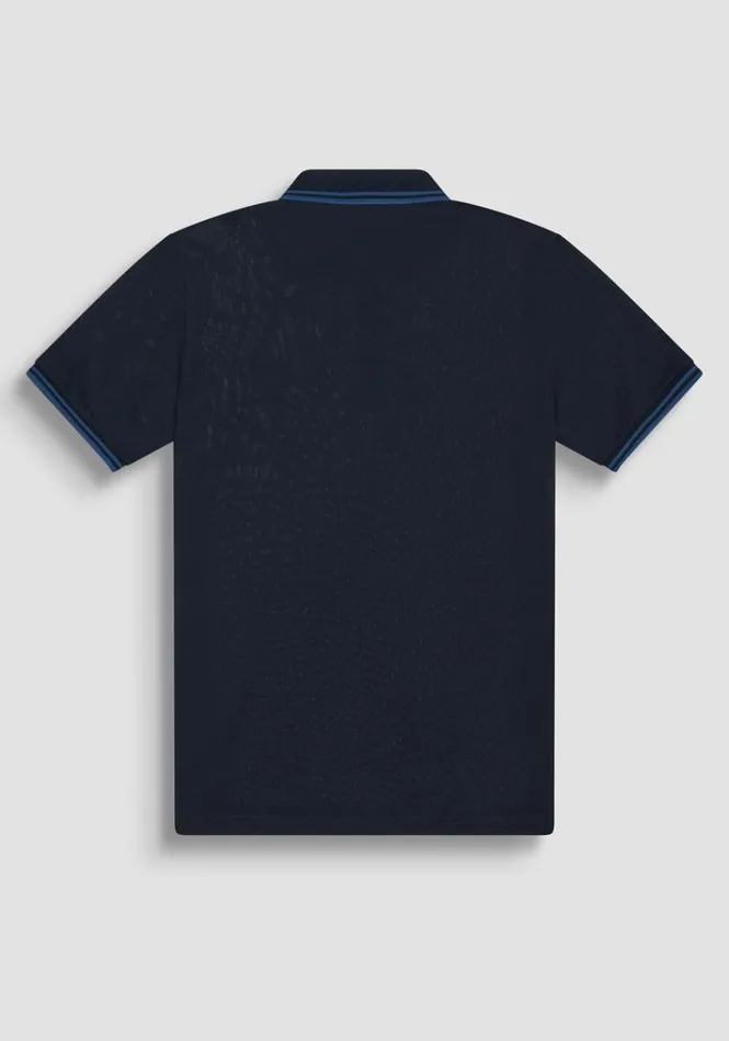 TShirts And Polo Men Antony Morato Regular Fit Cotton Pique Polo Shirt With Logo Patch Blue Ink