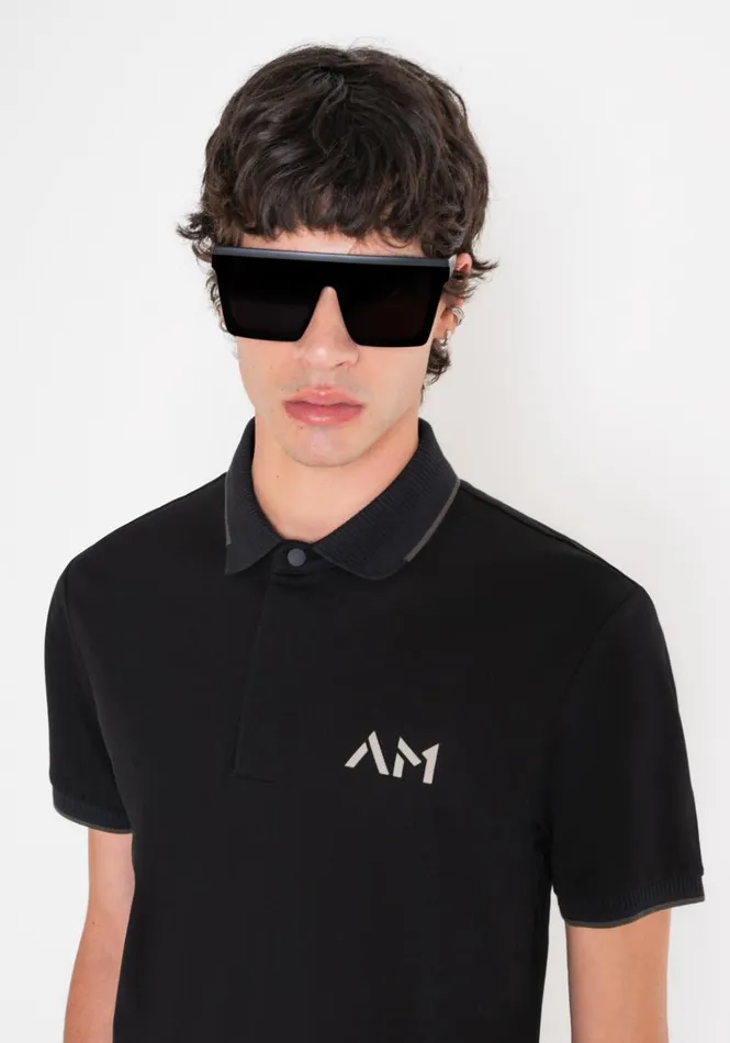 TShirts And Polo Men Antony Morato Regular Fit Polo Shirt In Black Cotton Pique With Logo Black