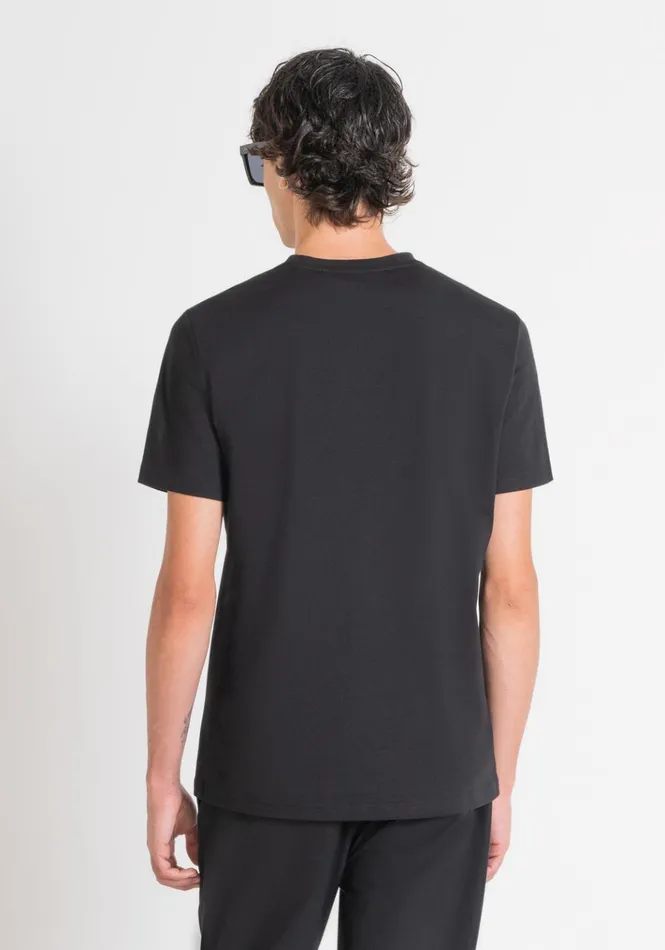 TShirts And Polo Men Antony Morato Regular Fit TShirt In Black Cotton Jersey With Street Print Black