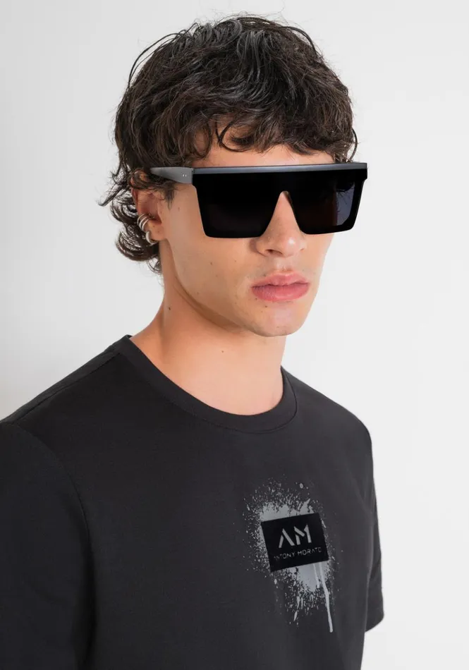 TShirts And Polo Men Antony Morato Regular Fit TShirt In Black Cotton Jersey With Street Print Black