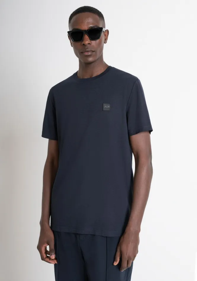 TShirts And Polo Men Antony Morato Regular Fit TShirt In Blue Sustainable ViscoseBlend Fabric Blue Ink