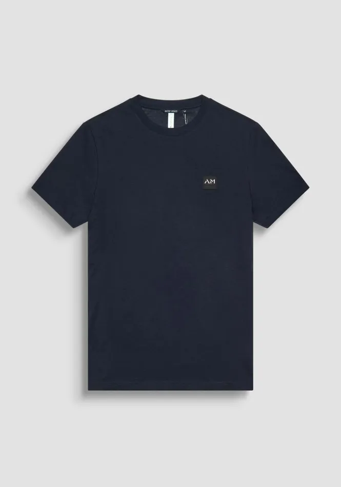 TShirts And Polo Men Antony Morato Regular Fit TShirt In Blue Sustainable ViscoseBlend Fabric Blue Ink