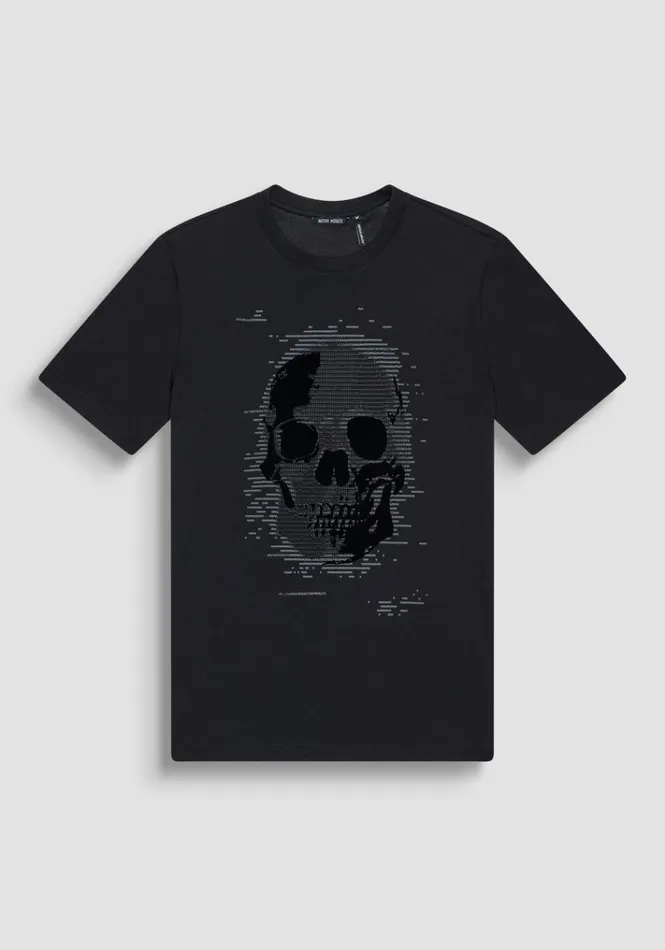 TShirts And Polo Men Antony Morato Regular Fit TShirt In Cotton Jersey With Skull Print Black