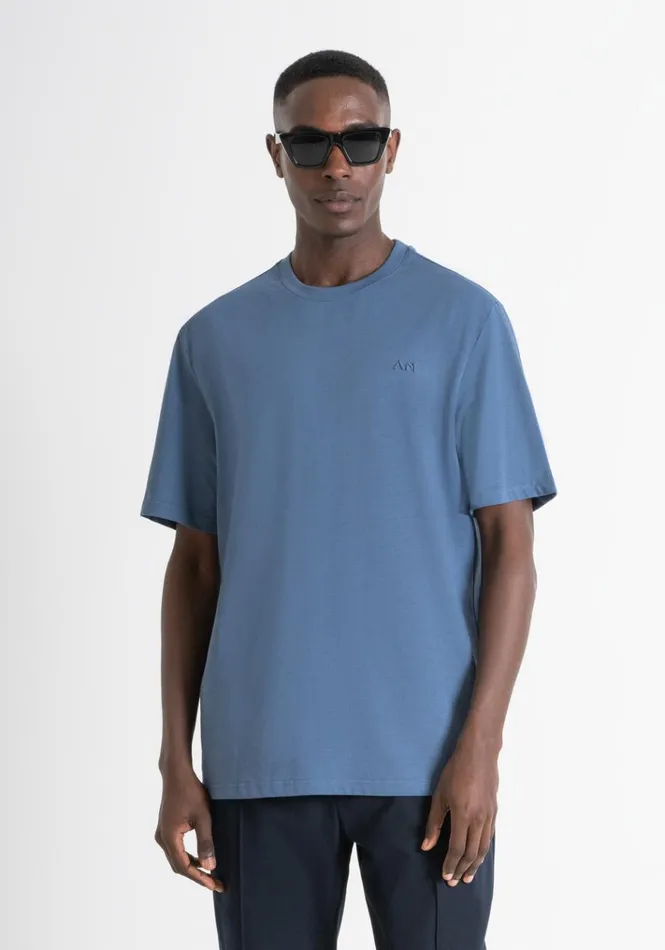 TShirts And Polo Men Antony Morato Relaxed Fit TShirt In Structured Jersey Cotton Worker Avio TShirts And Polo Men Antony Morato Relaxed Fit TShirt In Structured Jersey Cotton Worker Avio