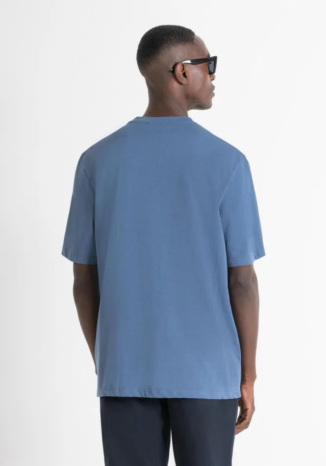 TShirts And Polo Men Antony Morato Relaxed Fit TShirt In Structured Jersey Cotton Worker Avio