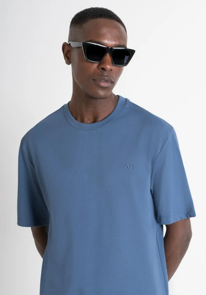 TShirts And Polo Men Antony Morato Relaxed Fit TShirt In Structured Jersey Cotton Worker Avio