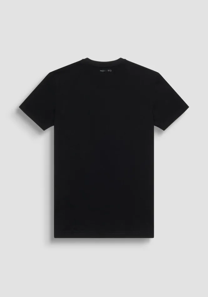 TShirts And Polo Men Antony Morato Slim Fit TShirt In Black Cotton Jersey With Cyber Skull Print Black