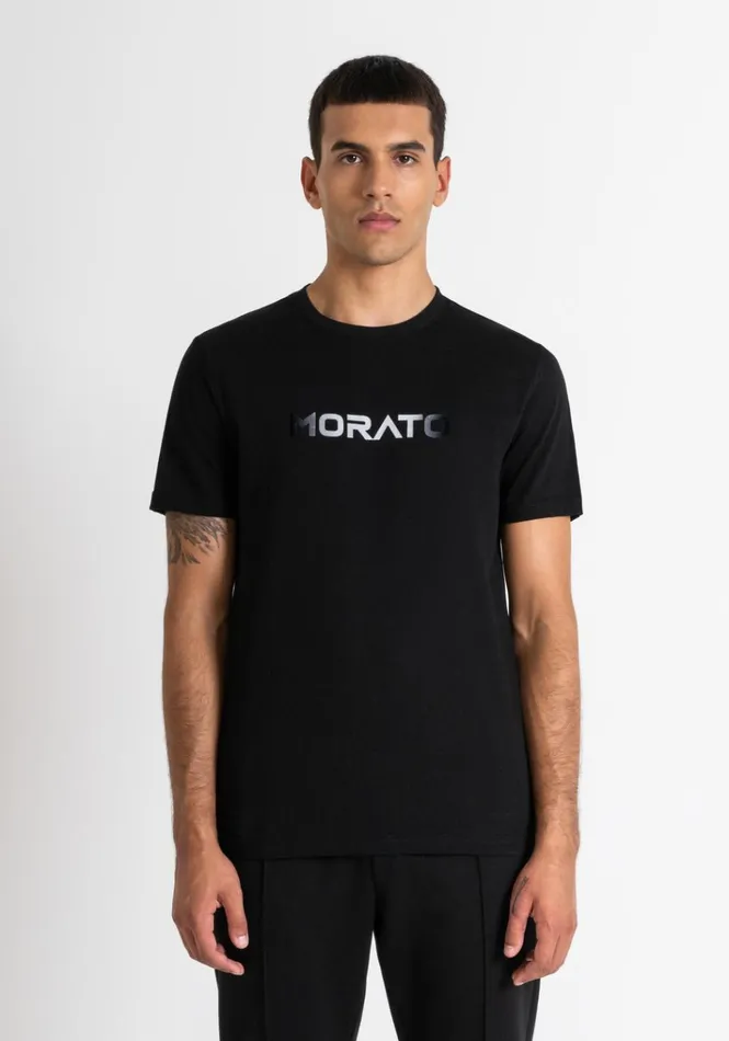 TShirts And Polo Men Antony Morato Slim Fit TShirt In Black Cotton Jersey With Gradient Print Black TShirts And Polo Men Antony Morato Slim Fit TShirt In Black Cotton Jersey With Gradient Print Black