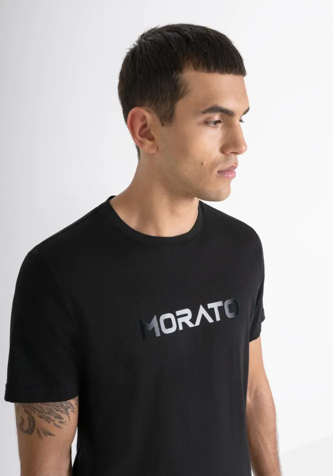 TShirts And Polo Men Antony Morato Slim Fit TShirt In Black Cotton Jersey With Gradient Print Black