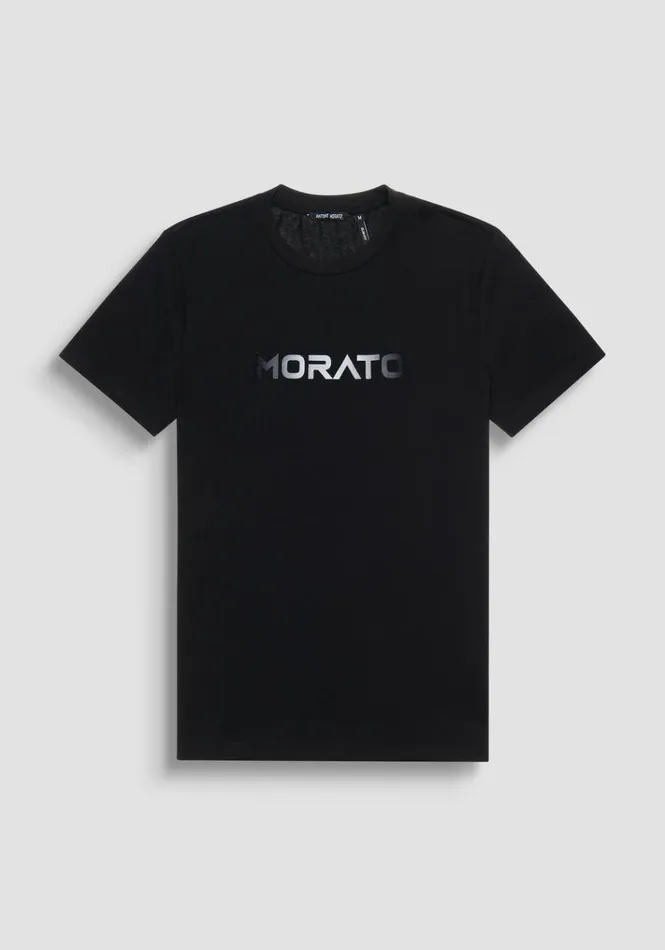 TShirts And Polo Men Antony Morato Slim Fit TShirt In Black Cotton Jersey With Gradient Print Black