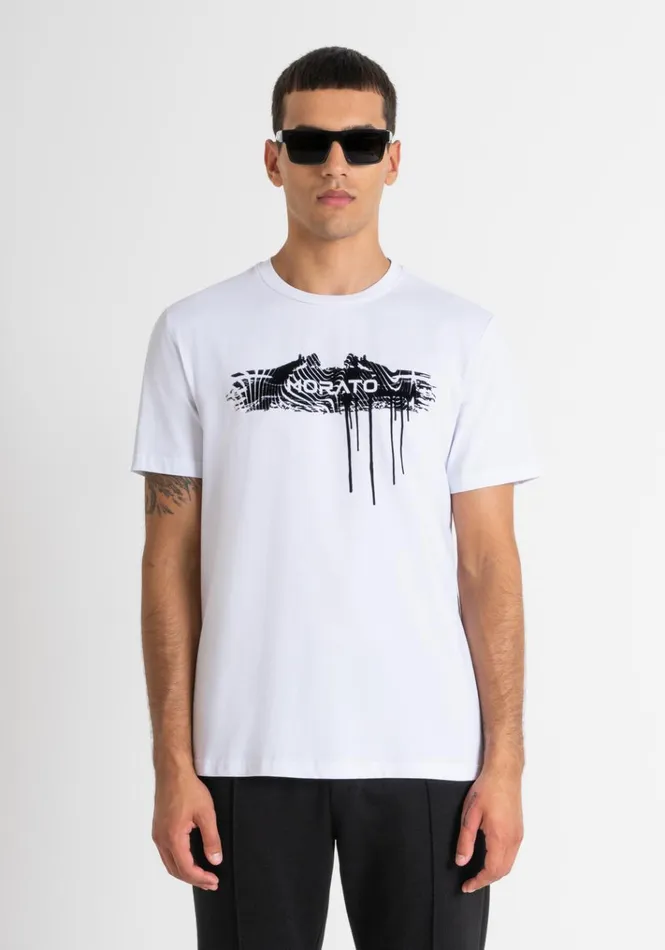 TShirts And Polo Men Antony Morato Slim Fit TShirt In White Cotton Jersey With Street Logo White TShirts And Polo Men Antony Morato Slim Fit TShirt In White Cotton Jersey With Street Logo White