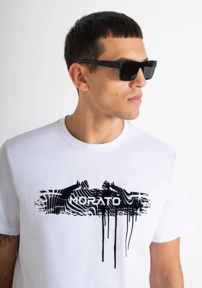 TShirts And Polo Men Antony Morato Slim Fit TShirt In White Cotton Jersey With Street Logo White