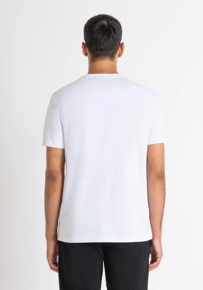 TShirts And Polo Men Antony Morato Slim Fit TShirt In White Cotton Jersey With Street Logo White