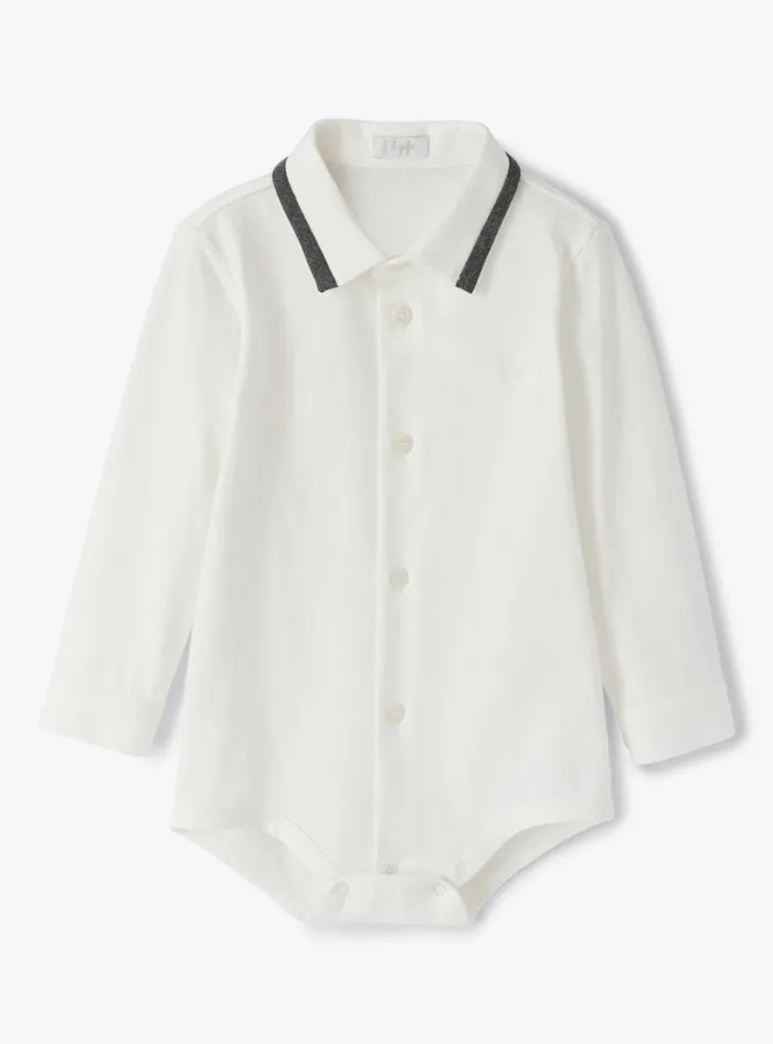 Tshirts Shirts And Bodies Baby 036 Il Gufo Buttondown Bodysuit In Cotton Jersey