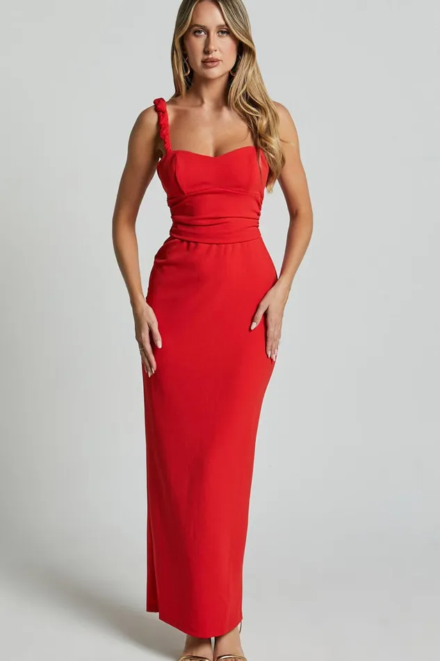 Tahlia Midi Dress 8211 Sweetheart Ruched Dress In Red Women Showpo Dresses