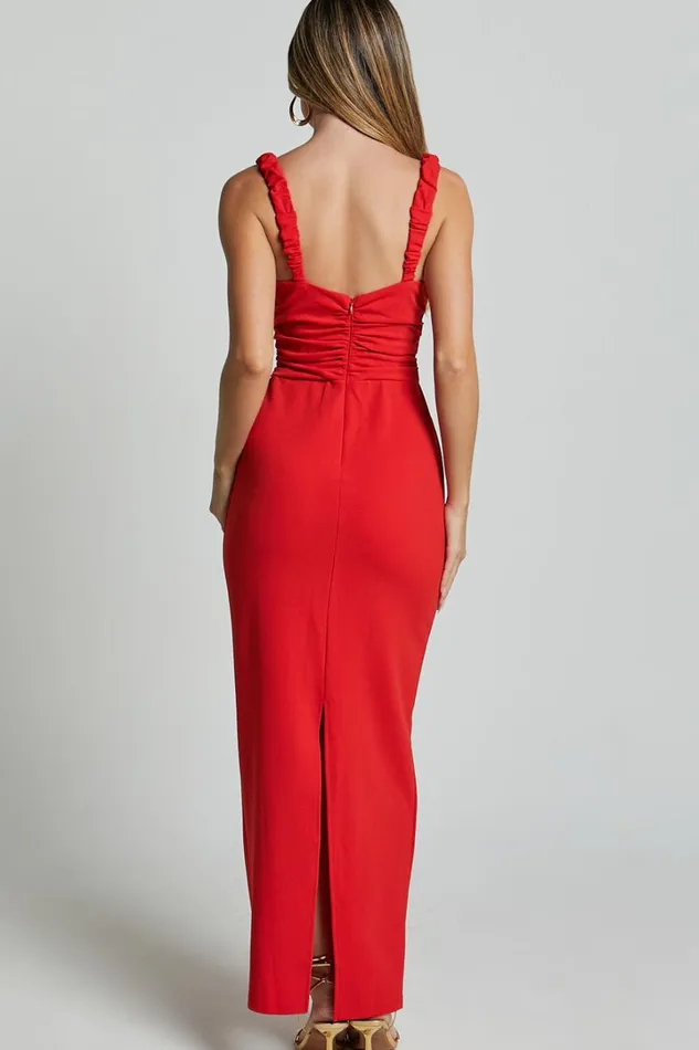 Tahlia Midi Dress 8211 Sweetheart Ruched Dress In Red Women Showpo Dresses