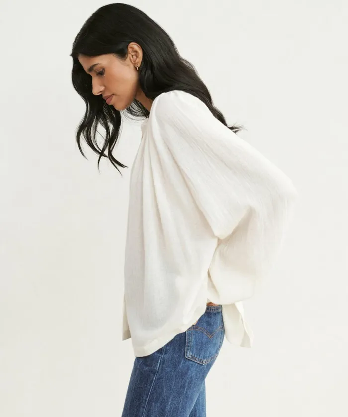 Tees and Tanks Women Jenni Kayne LongSleeve Willow Blouse Ivory