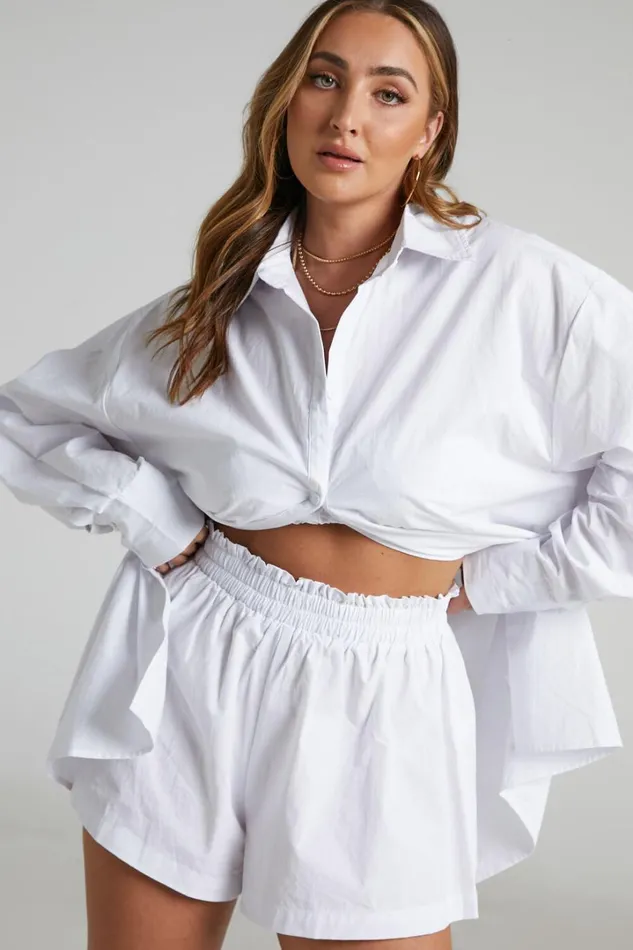 Terah Shorts 8211 High Waisted Shorts In White Women Showpo Swimwear