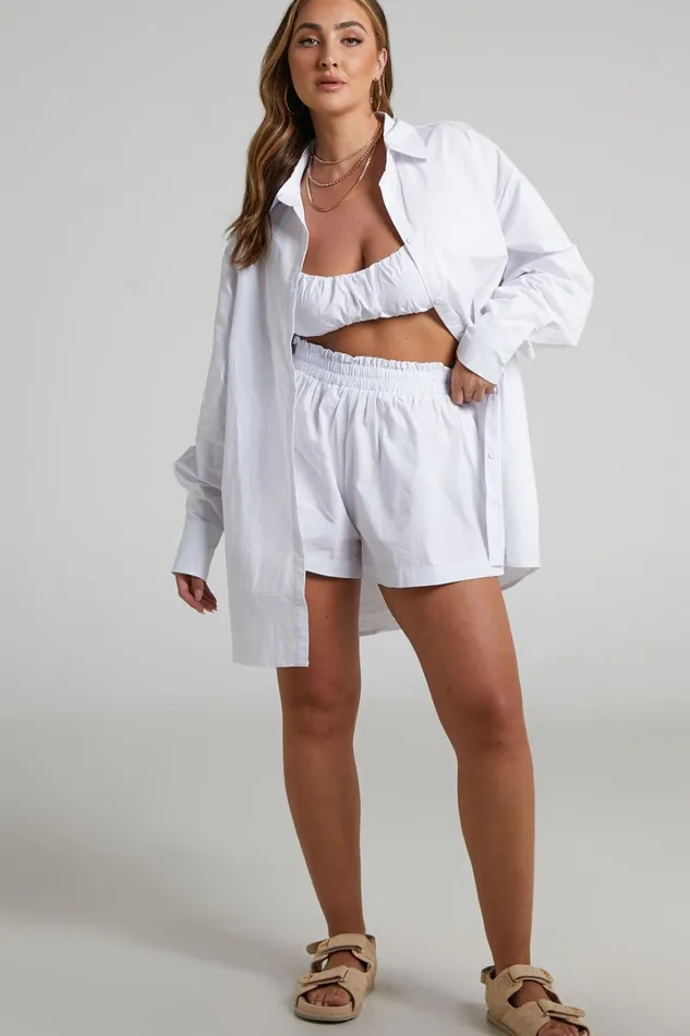 Terah Shorts 8211 High Waisted Shorts In White Women Showpo Swimwear