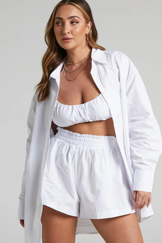 Terah Shorts 8211 High Waisted Shorts In White Women Showpo Swimwear