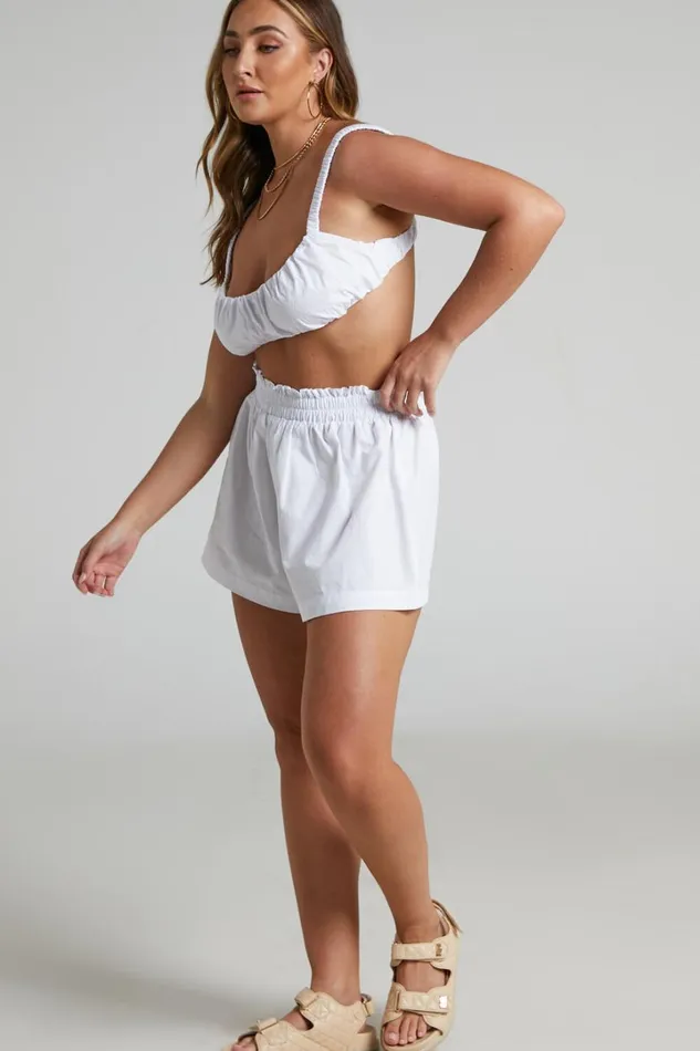 Terah Shorts 8211 High Waisted Shorts In White Women Showpo Swimwear
