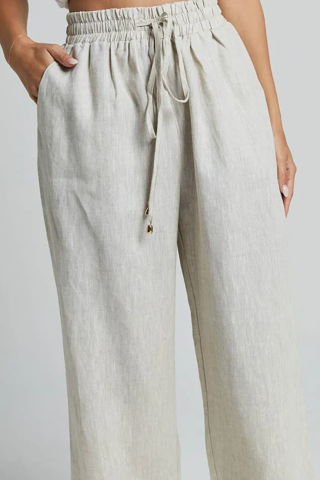Tilly Pants 8211 Elasticated Drawstring Relaxed Linen Pants In Beige Women Showpo Pants