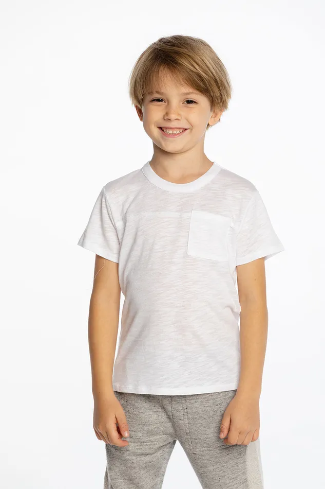 Tops Boys Chaser Brand Gauze Jersey Short Sleeve Pocket Tee with Yoke