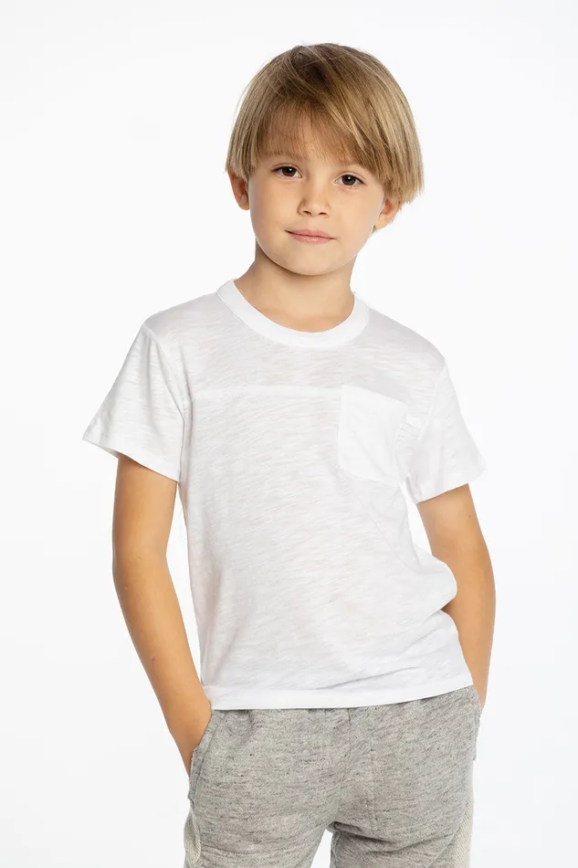 Tops Boys Chaser Brand Gauze Jersey Short Sleeve Pocket Tee with Yoke