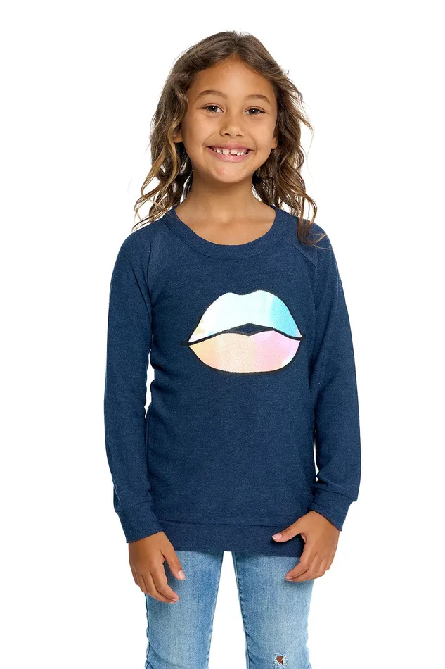 Tops Chaser Brand Girls Rainbow Glitter Lips