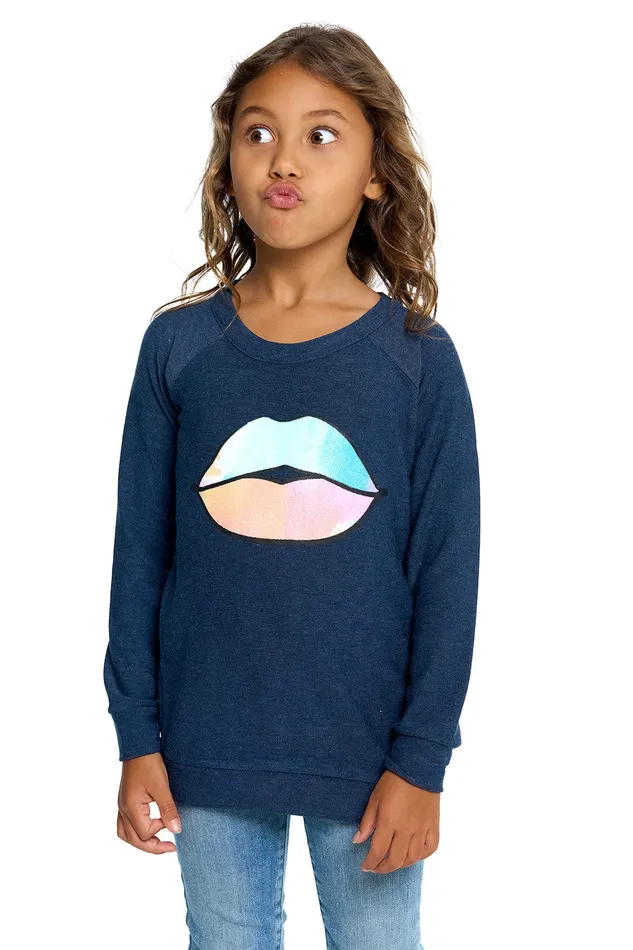 Tops Chaser Brand Girls Rainbow Glitter Lips Tops Chaser Brand Girls Rainbow Glitter Lips