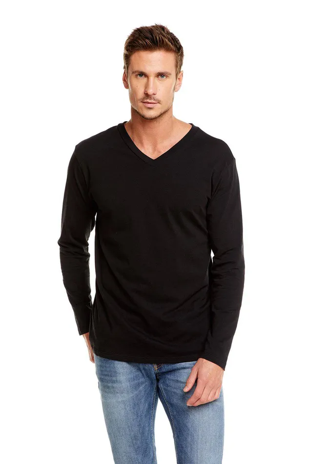 Tops Chaser Brand Mens COTTON JERSEY LS V NECK TEE