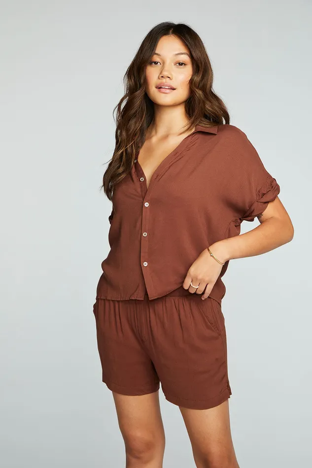 Tops Chaser Brand Womens Heirloom Wovens Button Down Roll Sleeve Work Shirt