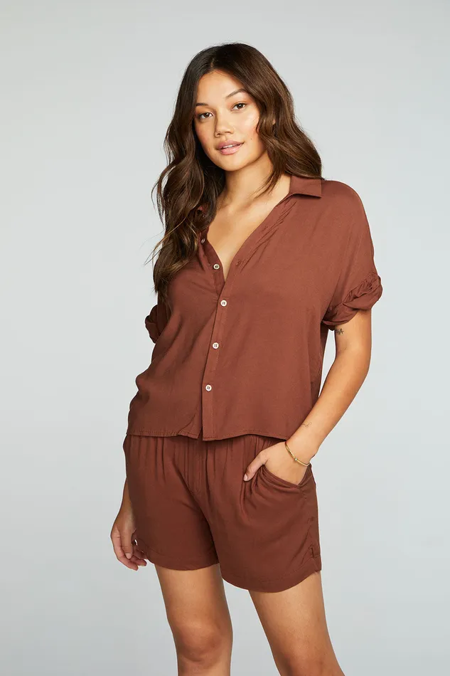 Tops Chaser Brand Womens Heirloom Wovens Button Down Roll Sleeve Work Shirt