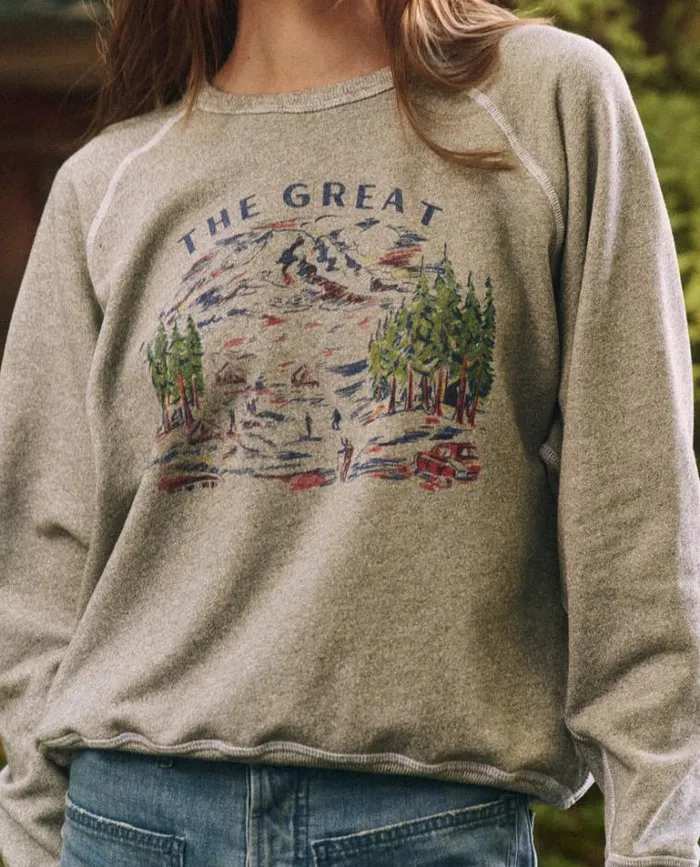 Tops Women039s The Great The College Sweatshirt Varsity Grey With Woodsy Trail Graphic