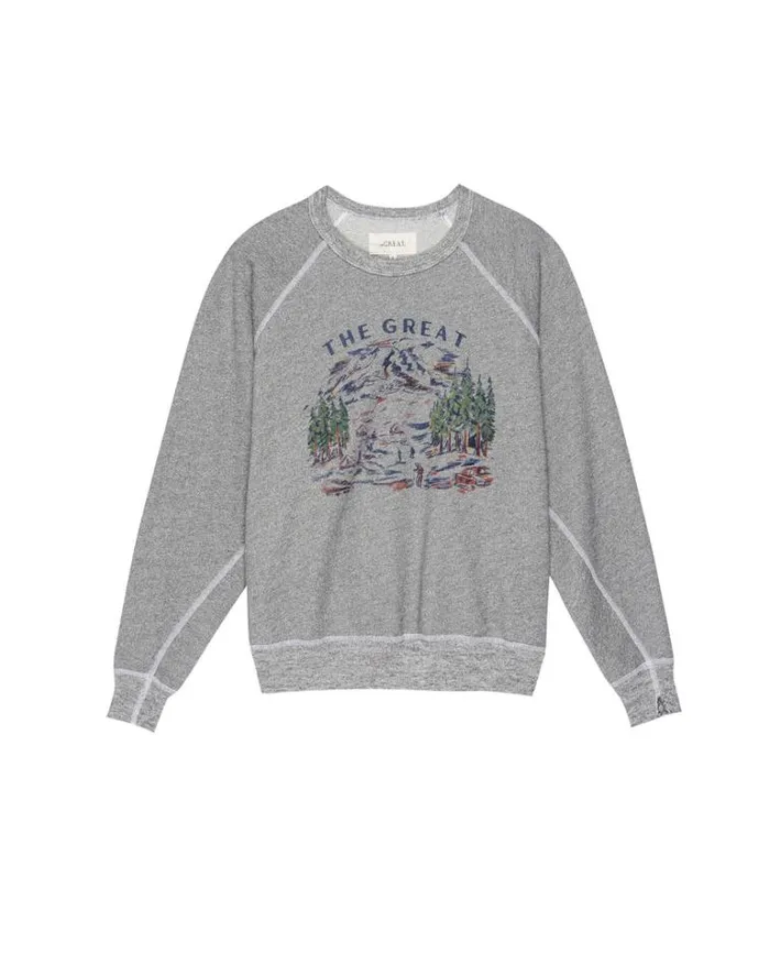 Tops Women039s The Great The College Sweatshirt Varsity Grey With Woodsy Trail Graphic