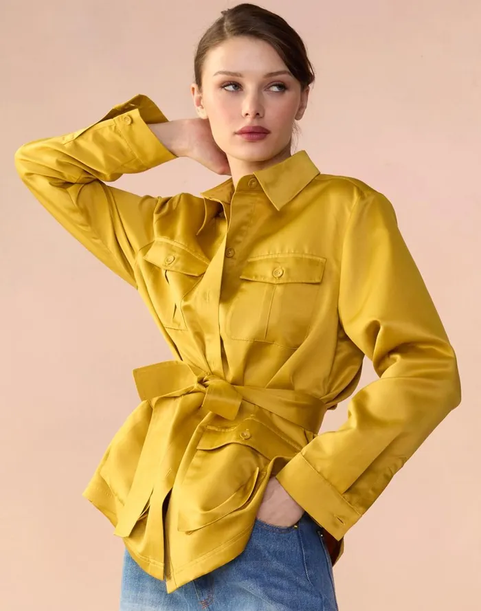 Tops Women Cynthia Rowley Satin Safari Jacket