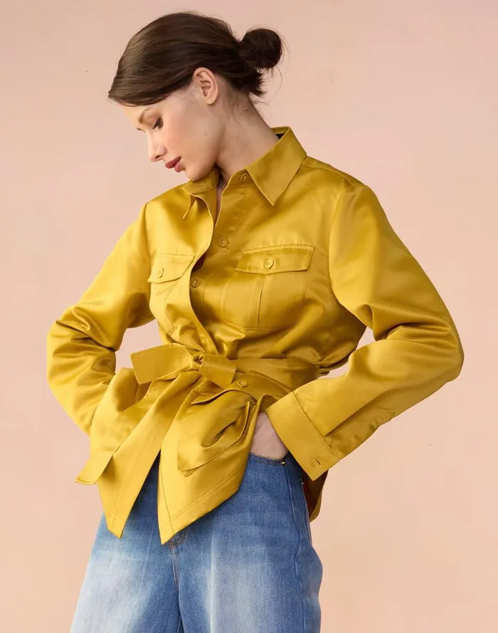 Tops Women Cynthia Rowley Satin Safari Jacket