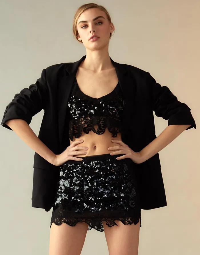 Tops Women Cynthia Rowley The Cosmo Sequin Top