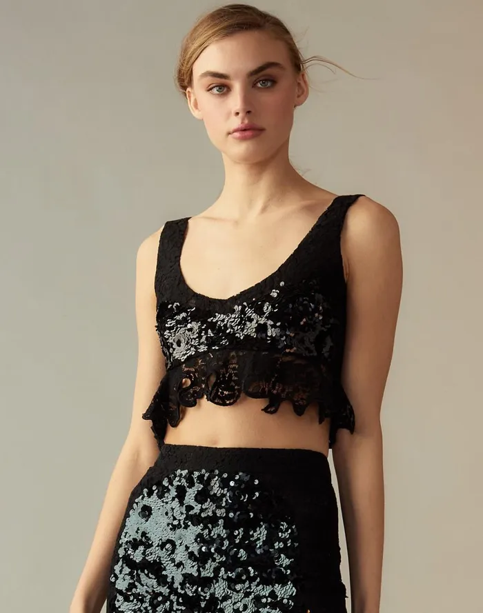 Tops Women Cynthia Rowley The Cosmo Sequin Top