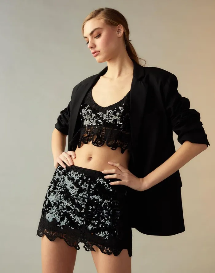 Tops Women Cynthia Rowley The Cosmo Sequin Top